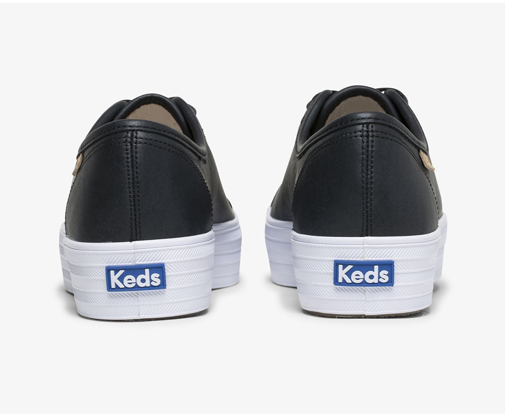 Basket Keds Femme Noir - Triple Kick Luxe Cuir - 407-DWGLMX